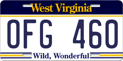 WV license plate OFG460