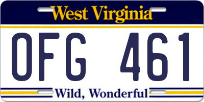 WV license plate OFG461