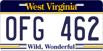 WV license plate OFG462