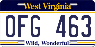 WV license plate OFG463