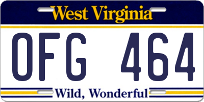 WV license plate OFG464