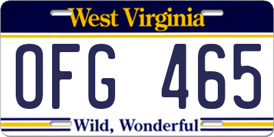 WV license plate OFG465