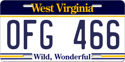 WV license plate OFG466