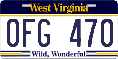WV license plate OFG470