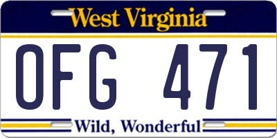 WV license plate OFG471
