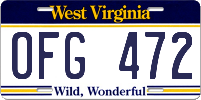 WV license plate OFG472