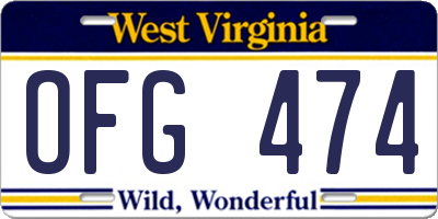 WV license plate OFG474