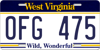 WV license plate OFG475