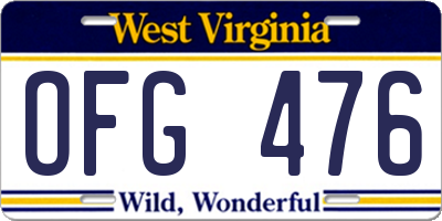 WV license plate OFG476