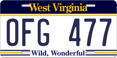 WV license plate OFG477