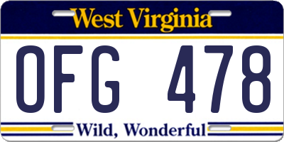 WV license plate OFG478