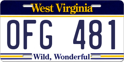 WV license plate OFG481