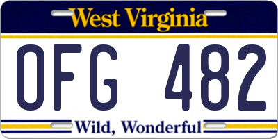 WV license plate OFG482