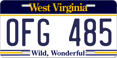 WV license plate OFG485
