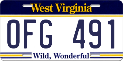 WV license plate OFG491