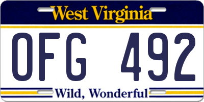 WV license plate OFG492
