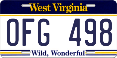 WV license plate OFG498