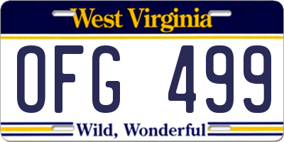 WV license plate OFG499