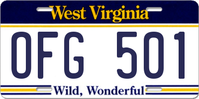 WV license plate OFG501