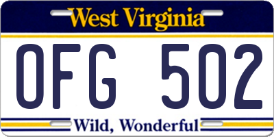 WV license plate OFG502