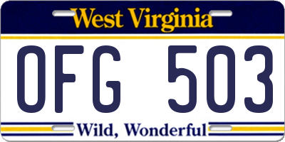 WV license plate OFG503