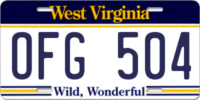 WV license plate OFG504