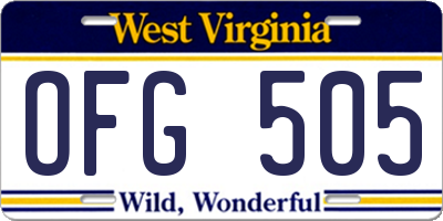 WV license plate OFG505