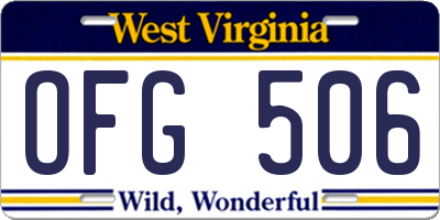 WV license plate OFG506