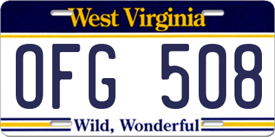 WV license plate OFG508