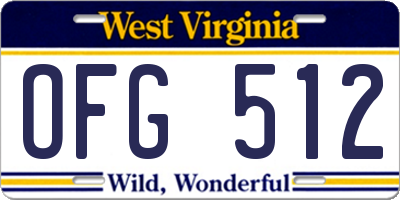 WV license plate OFG512