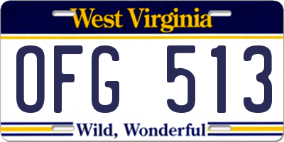 WV license plate OFG513