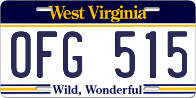 WV license plate OFG515