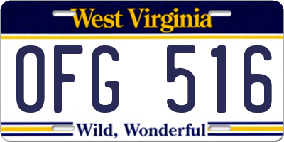 WV license plate OFG516