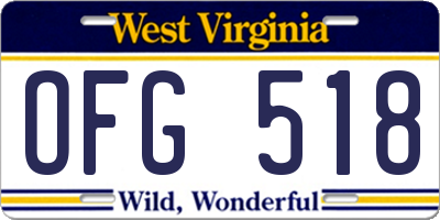 WV license plate OFG518