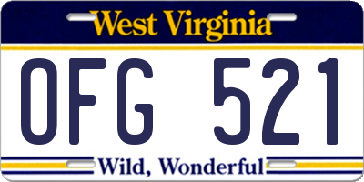 WV license plate OFG521