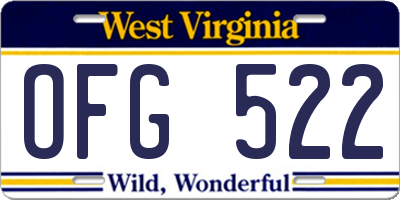WV license plate OFG522