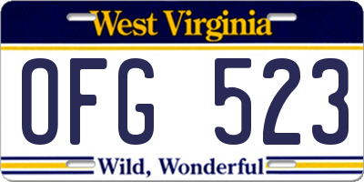 WV license plate OFG523