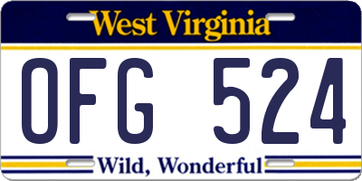 WV license plate OFG524