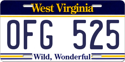 WV license plate OFG525