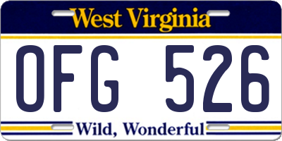 WV license plate OFG526