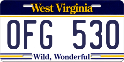 WV license plate OFG530