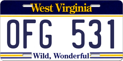 WV license plate OFG531