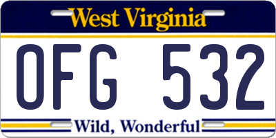 WV license plate OFG532