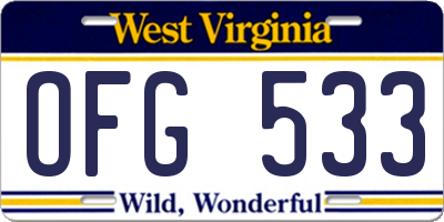 WV license plate OFG533