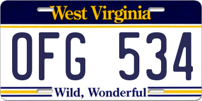 WV license plate OFG534