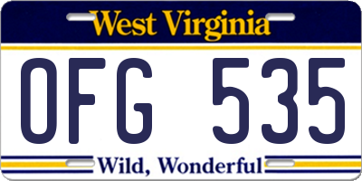 WV license plate OFG535