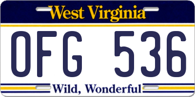 WV license plate OFG536