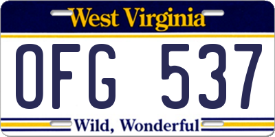 WV license plate OFG537