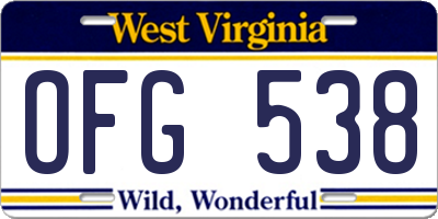 WV license plate OFG538