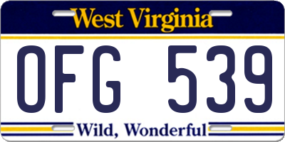 WV license plate OFG539